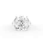 18K White Gold Cushion Solitaire Diamond Ring — TOP