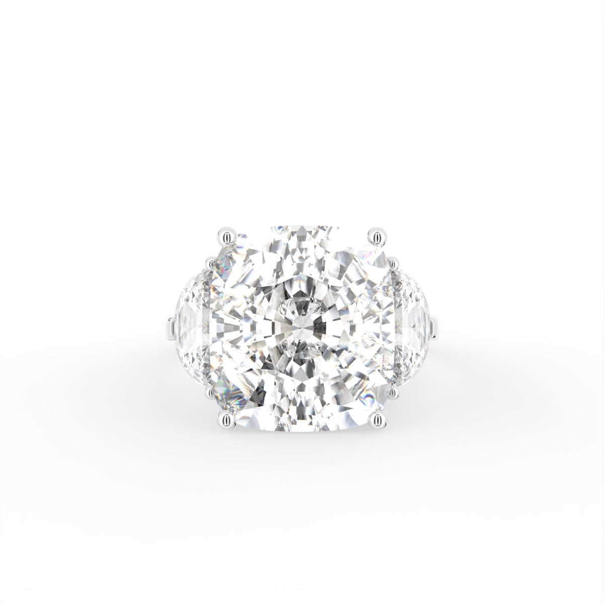 18K White Gold Cushion Solitaire Diamond Ring — TOP