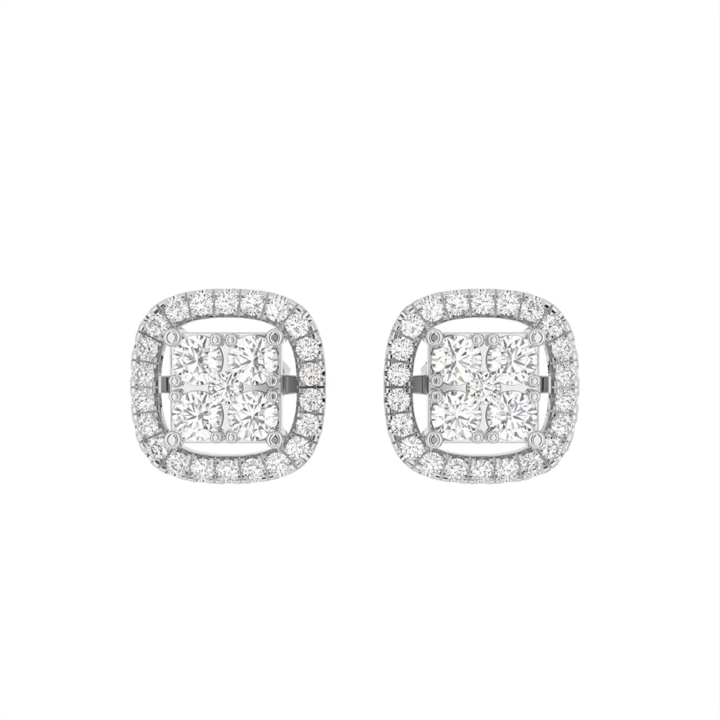 18K Halo Diamond Earrings — TOP