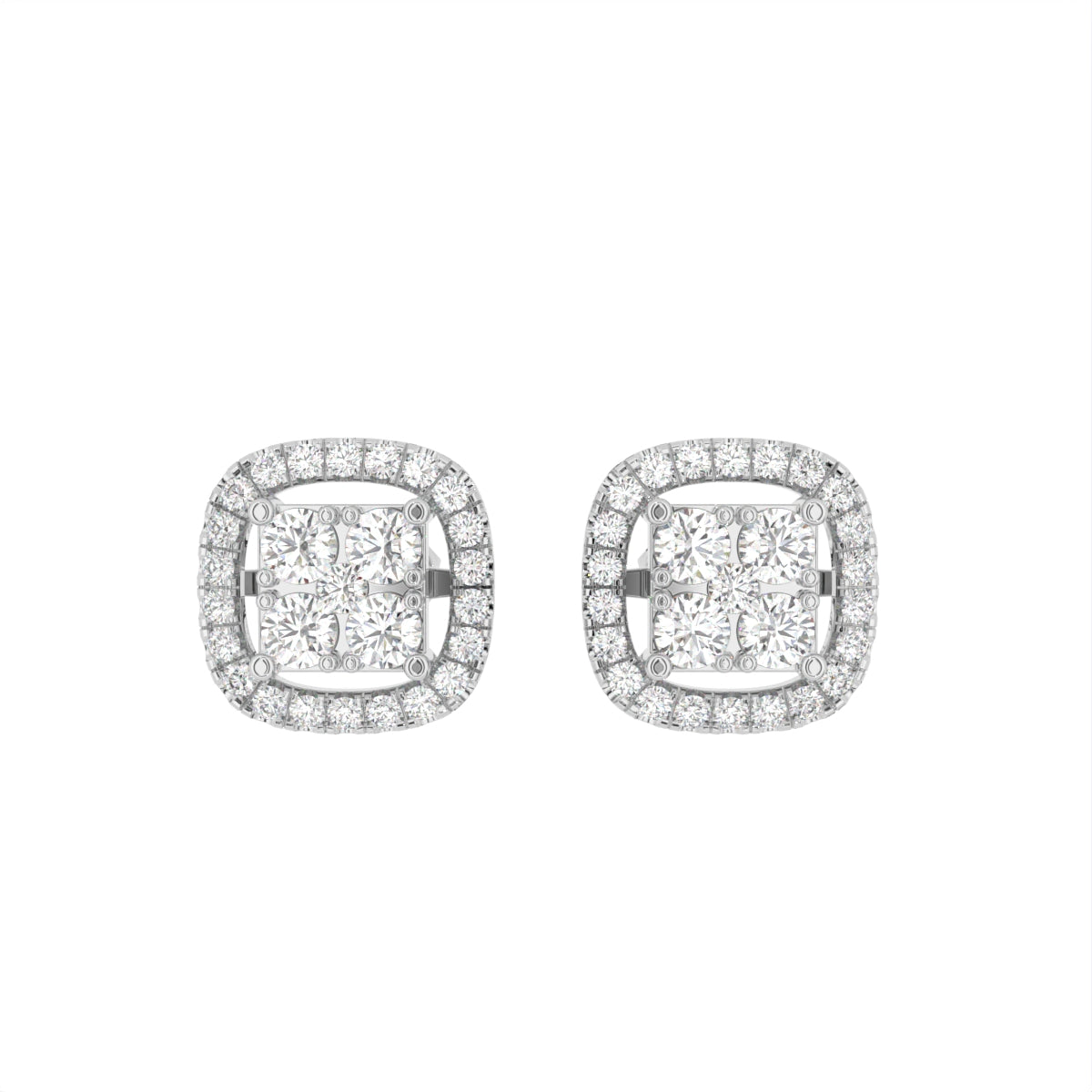 18K Halo Diamond Earrings — TOP