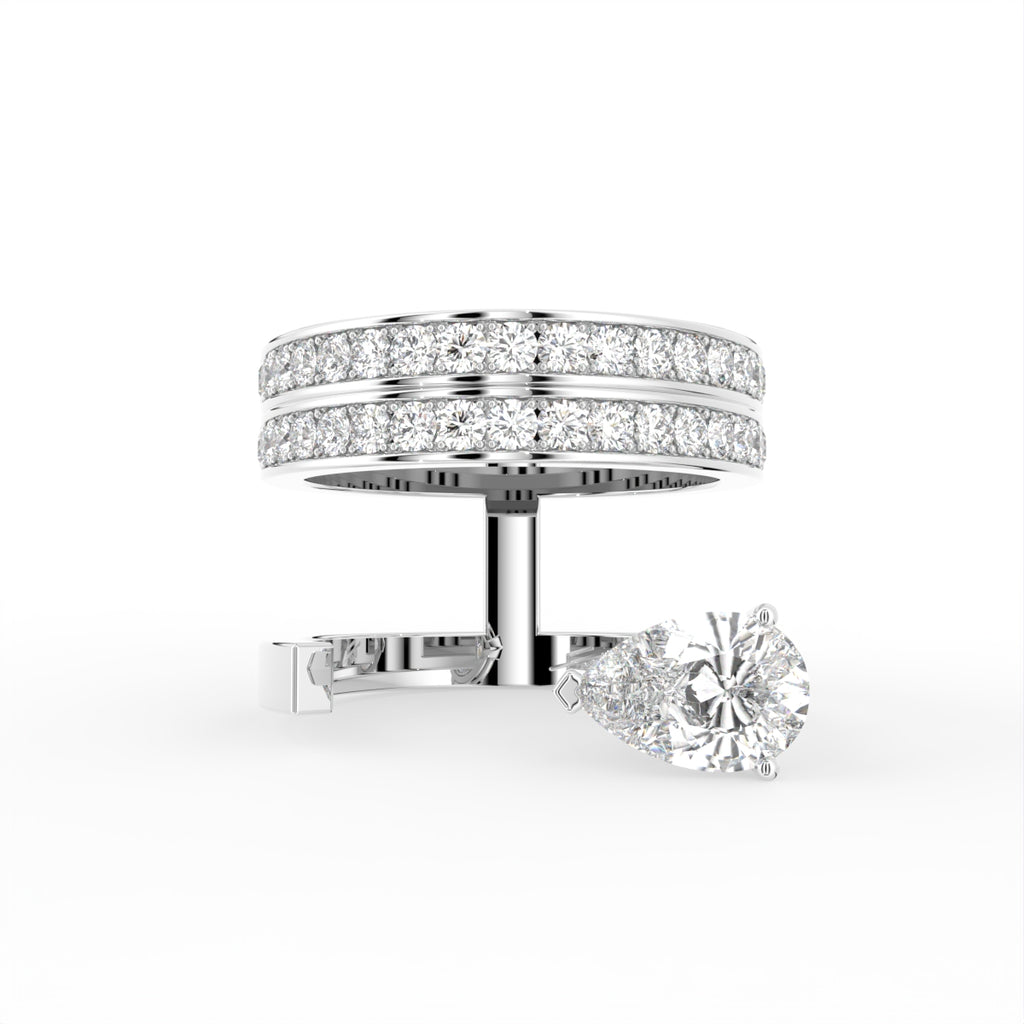 18K Pear Diamond Open Ring — TOP