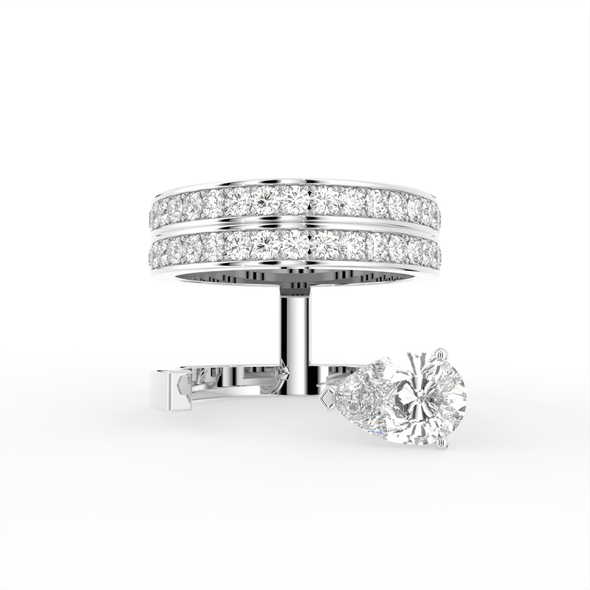 18K Pear Diamond Open Ring — TOP