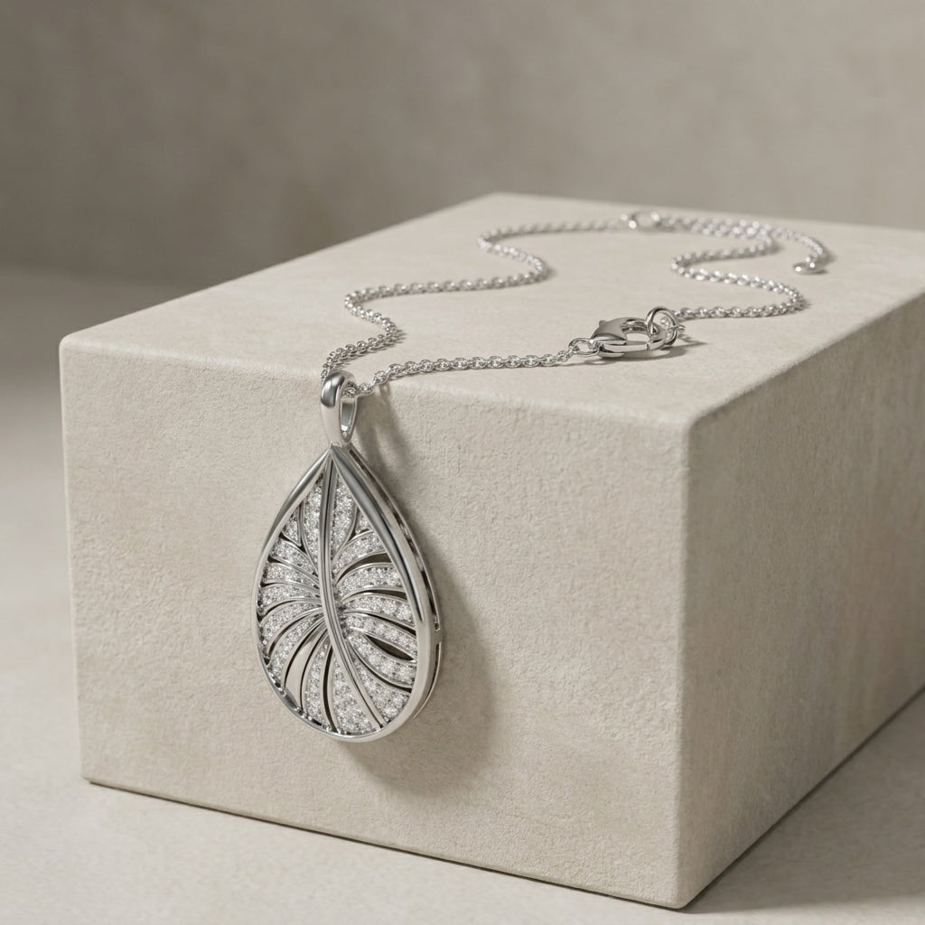 14K Rose Gold Floral Round Diamond Pendant
