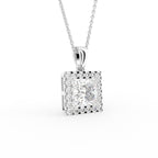 18K Halo Diamond Pendant — 3D VIEW