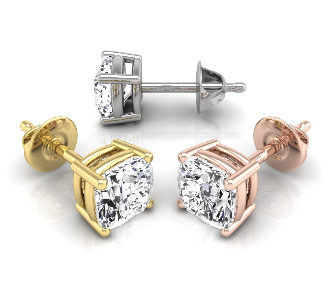 18K Solitaire Round Diamond Earrings — 3 COLOR