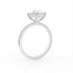 18K Shoulder Set Oval Diamond Engagement Ring — 3D VIEW