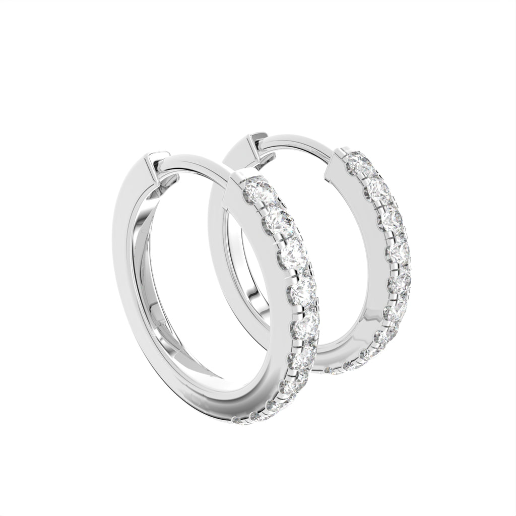 18K Diamond Hoop Earrings — 3D VIEW