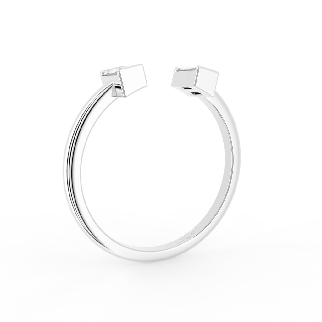 18K White Gold Baguette Diamond Ring — 3D VIEW