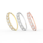 18K Halo Round Diamond Bangle — 3 COLOR