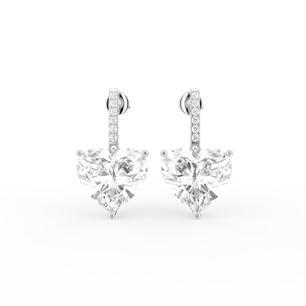 18K Heart Solitaire Diamond Drop Earrings — TOP