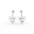 18K Heart Solitaire Diamond Drop Earrings — TOP