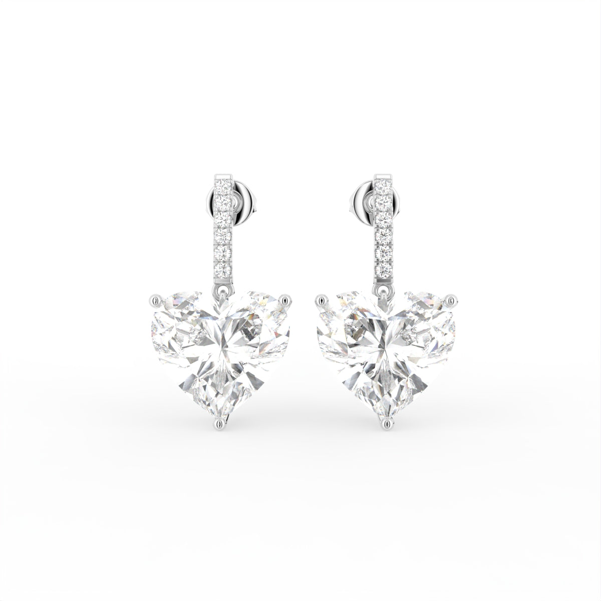 18K Heart Solitaire Diamond Drop Earrings — TOP