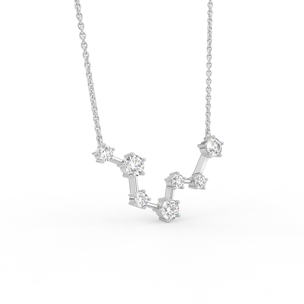 18K Rose Gold Constellation Round Diamond Pendant — 3D VIEW