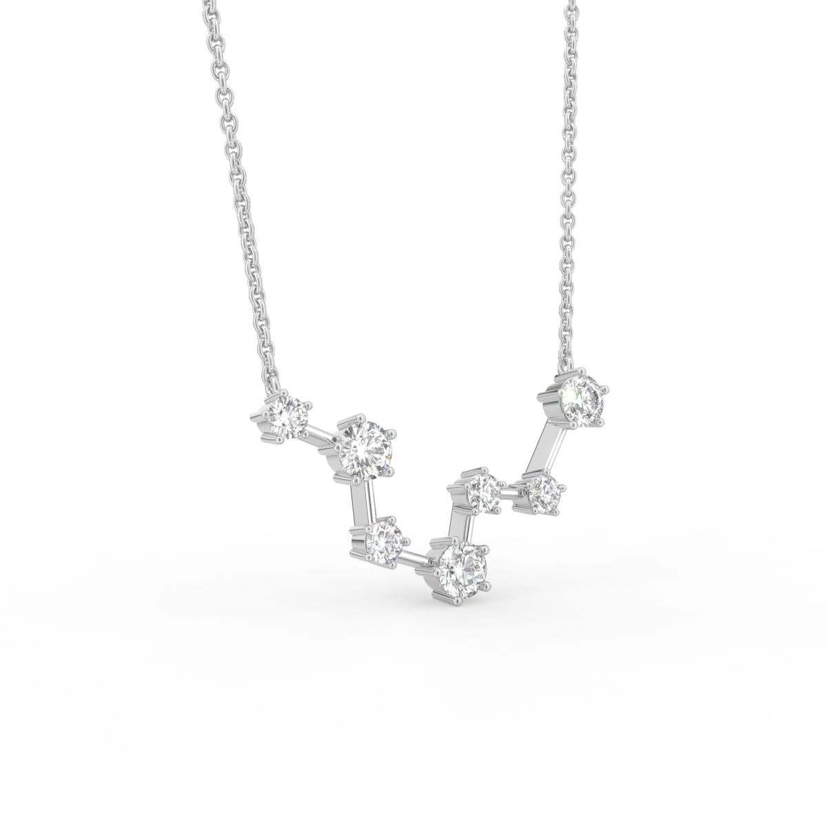 18K Rose Gold Constellation Round Diamond Pendant — 3D VIEW