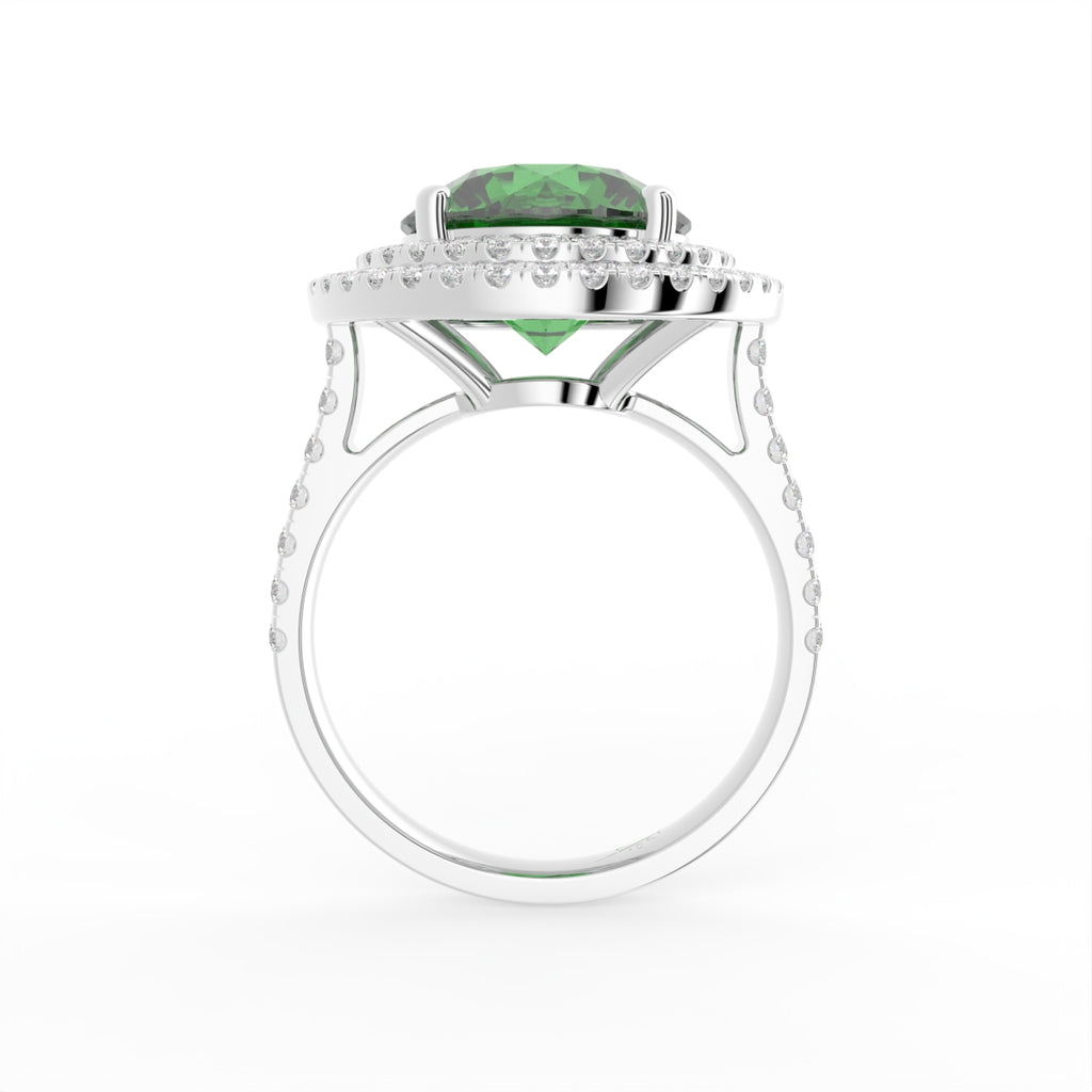 18K White Gold Halo Round Diamond Ring — FRONT