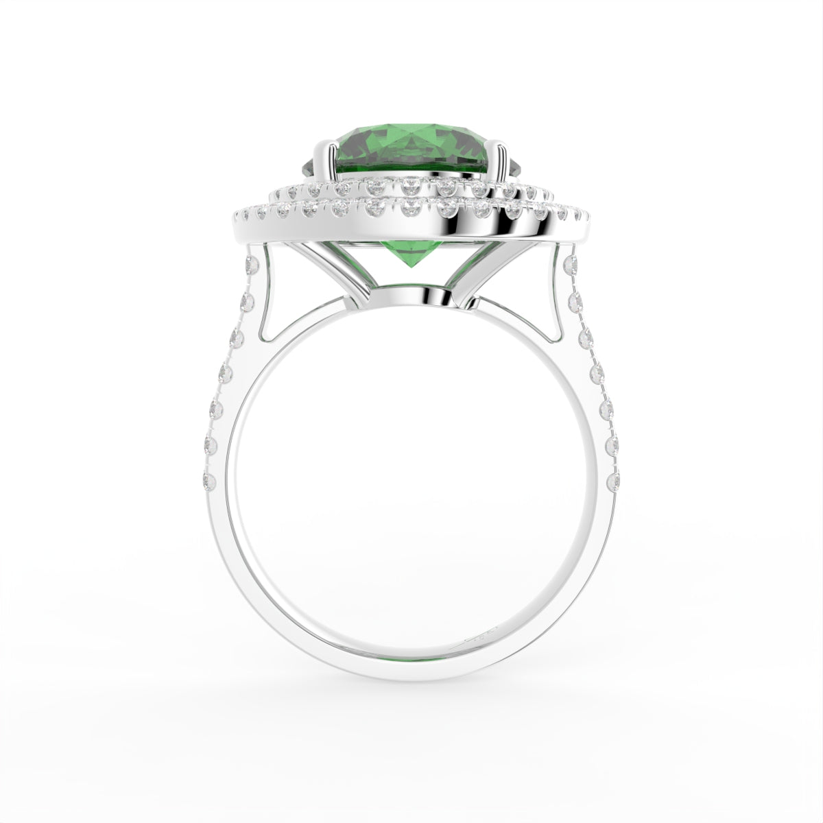 18K White Gold Halo Round Diamond Ring — FRONT