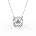 18K Halo Round Diamond Pendant — FRONT