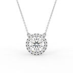 18K Halo Round Diamond Pendant — FRONT