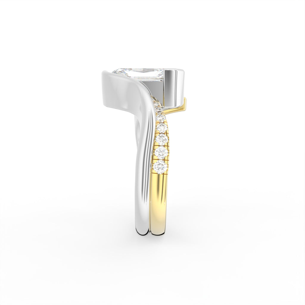 Sterling Silver Radiant Diamond Ring — 3D / RIGHT
