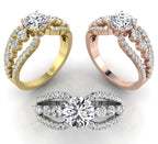 18K White Gold Bespoke Round Diamond Ring — 3 COLOR