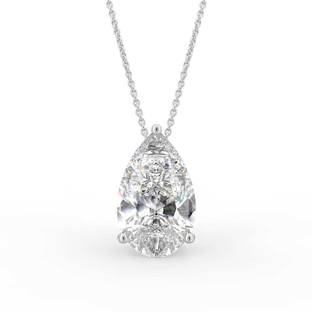 18K Solitaire Pear Diamond Pendant