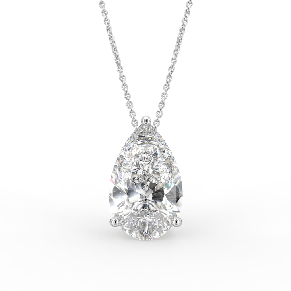 18K Solitaire Pear Diamond Pendant — FRONT