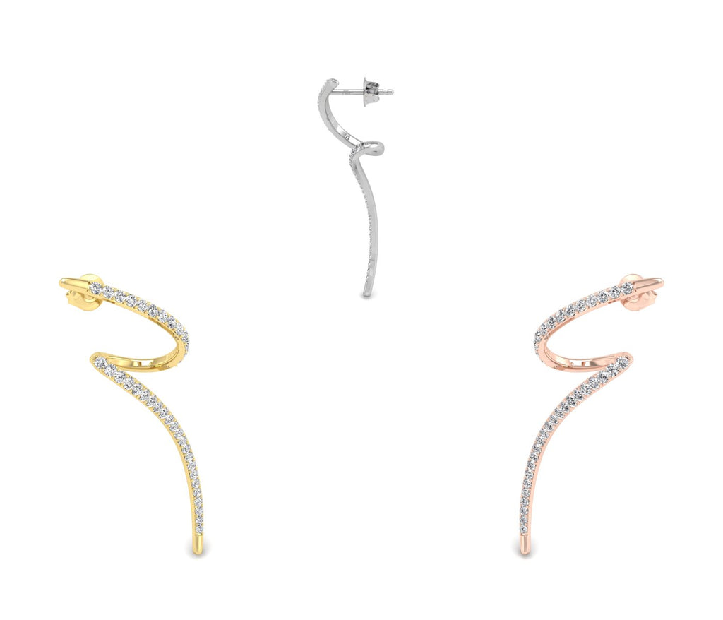 18K Round Bespoke Diamond Earrings — 3 COLOR