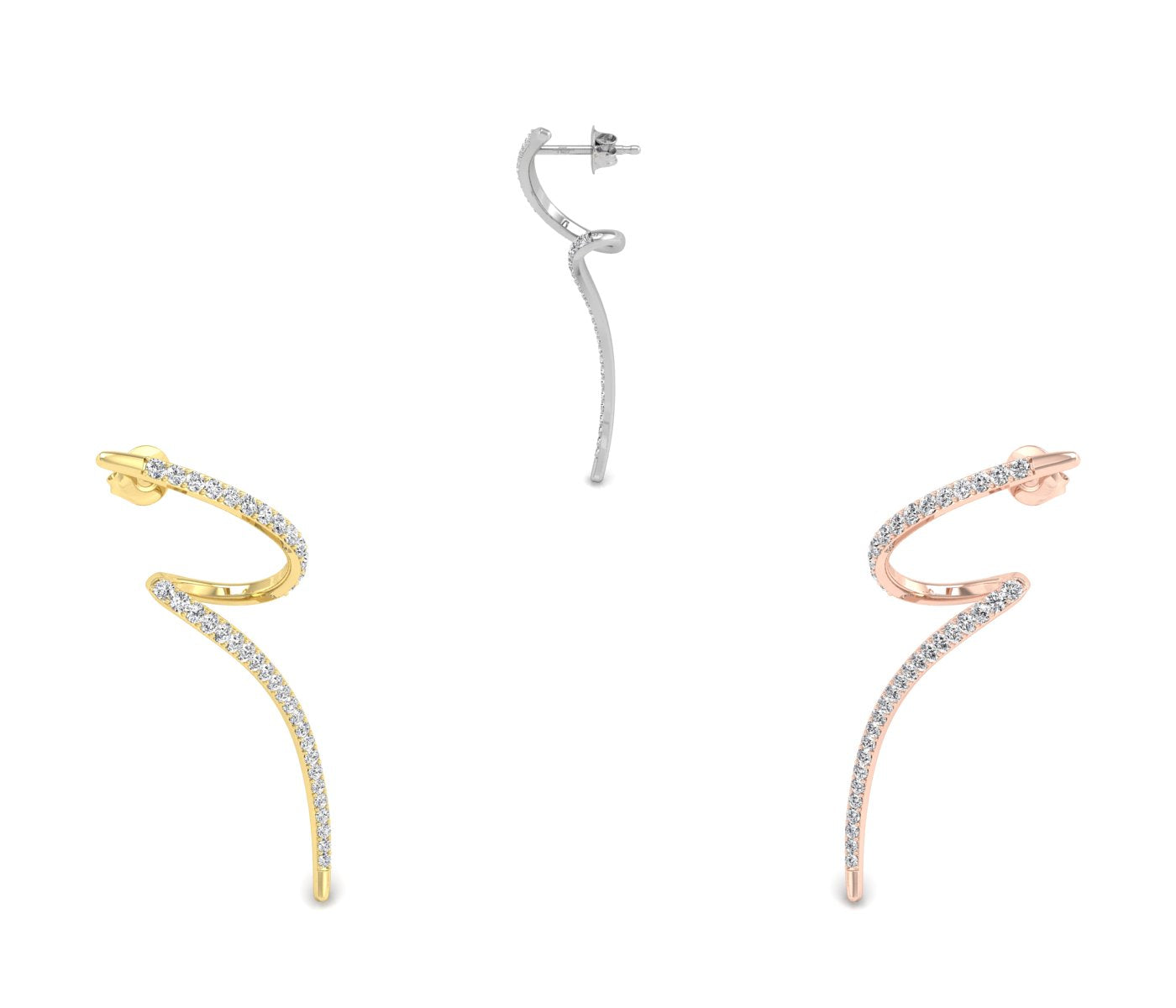18K Round Bespoke Diamond Earrings — 3 COLOR