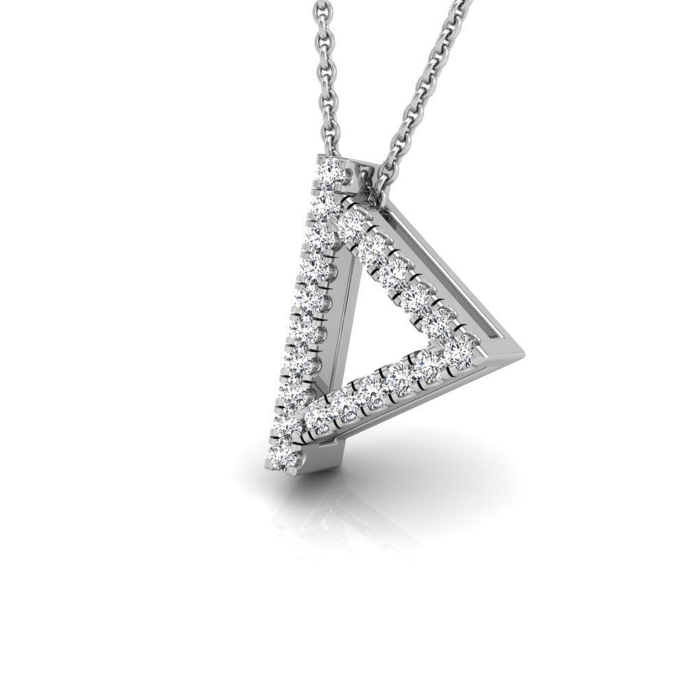 18K White Gold Thurisaz Viking Round Diamond Pendant — 3D VIEW