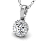 18K Halo Diamond Pendant — 3D VIEW