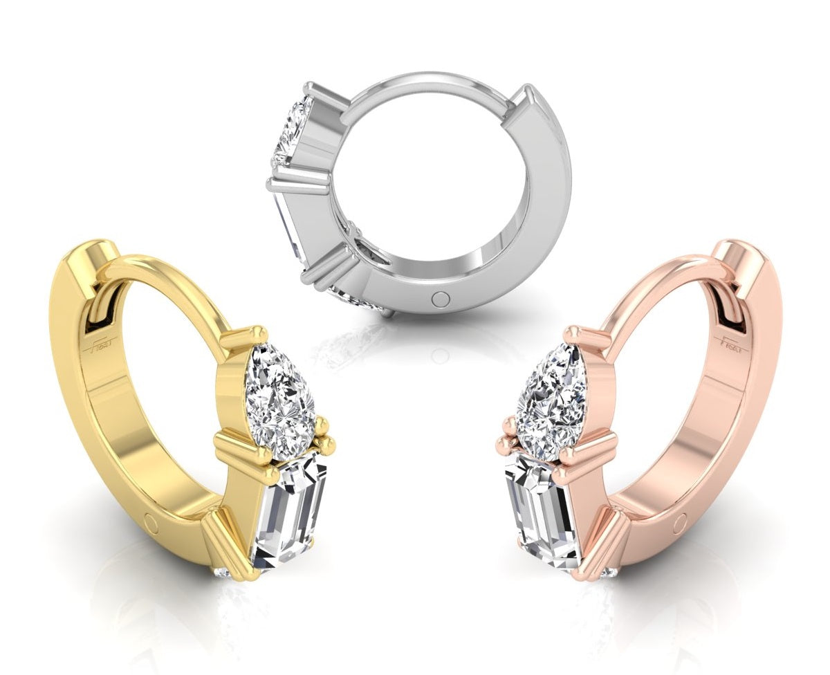 18K Diamond Hoop Earrings — 3 COLOR