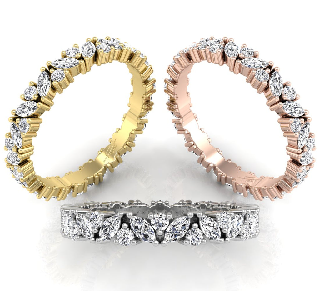 18K Full Eternity Marquise Diamond Ring — 3 COLOR