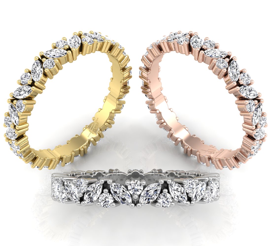 18K Full Eternity Marquise Diamond Ring — 3 COLOR