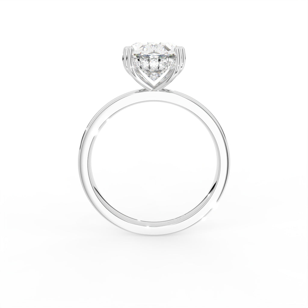 18K Solitaire Oval Diamond Engagement Ring — FRONT