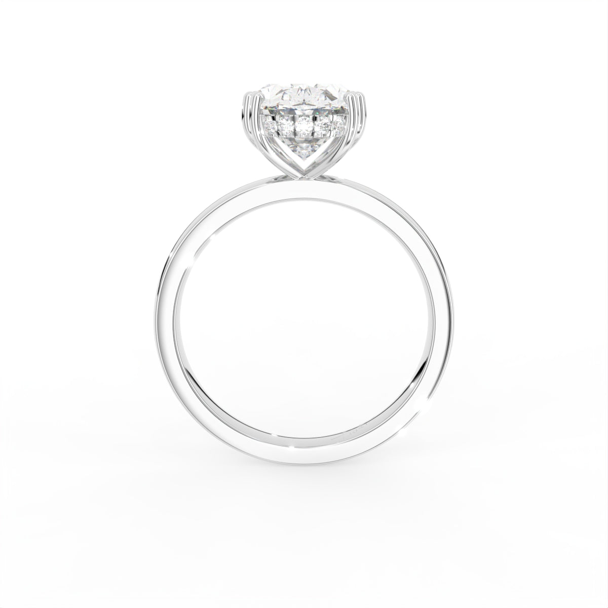 18K Solitaire Oval Diamond Engagement Ring — FRONT