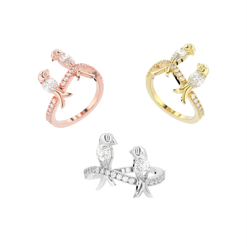 Sterling Silver Pear Diamond Ring — 3 COLOR