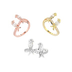 Sterling Silver Pear Diamond Ring — 3 COLOR