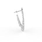 18K Floral Diamond Hoop Earrings — SIDE VIEW