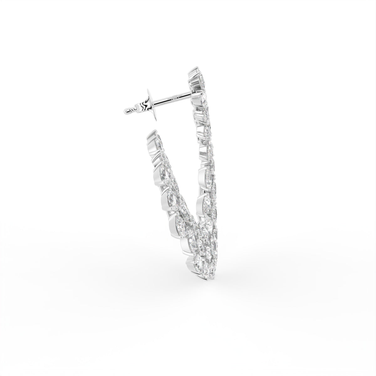 18K Floral Diamond Hoop Earrings — SIDE VIEW