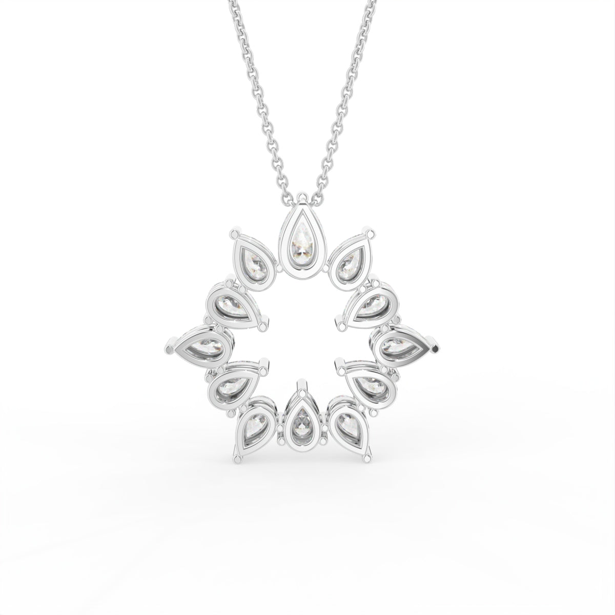 18K Floral Pear Diamond Pendant — BACK