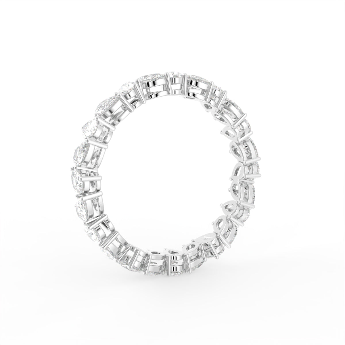 18K White Gold Pear Eternity Diamond Ring — 3D VIEW