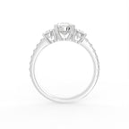 18K Trilogy Oval Diamond Engagement Ring — FRONT