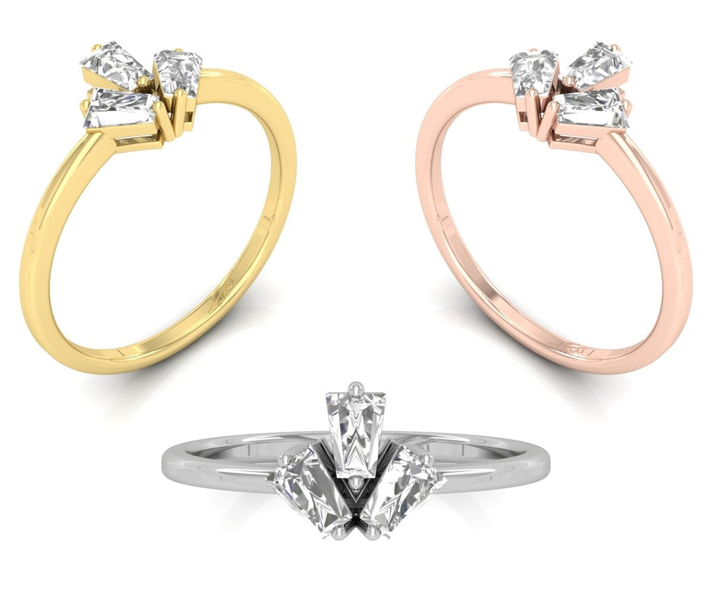 18K White Gold Baguette Diamond Promise Ring — 3 COLOR