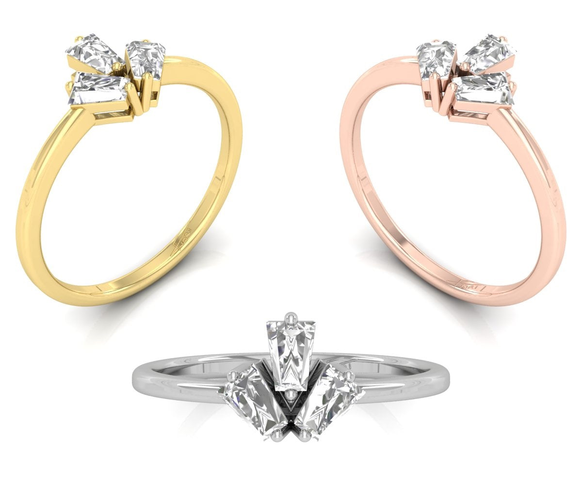 18K White Gold Baguette Diamond Promise Ring — 3 COLOR