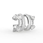 14K Yellow Gold Half Hoop Diamond Earrings — 3D VIEW