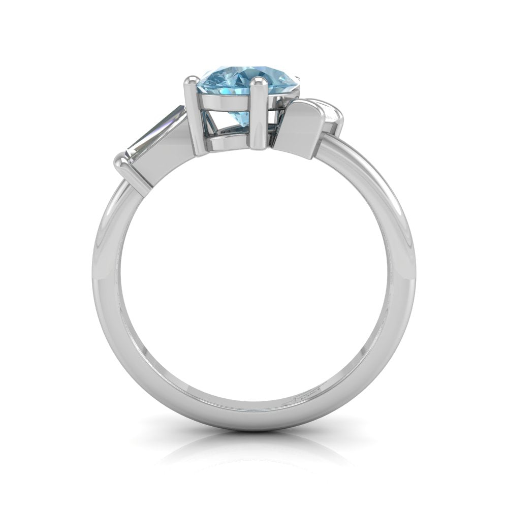 vimg:FJ2408|18K White Gold Bespoke Pear Diamond Ring — FRONT