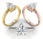 18K Solitaire Pear Diamond Ring — 3 COLOR
