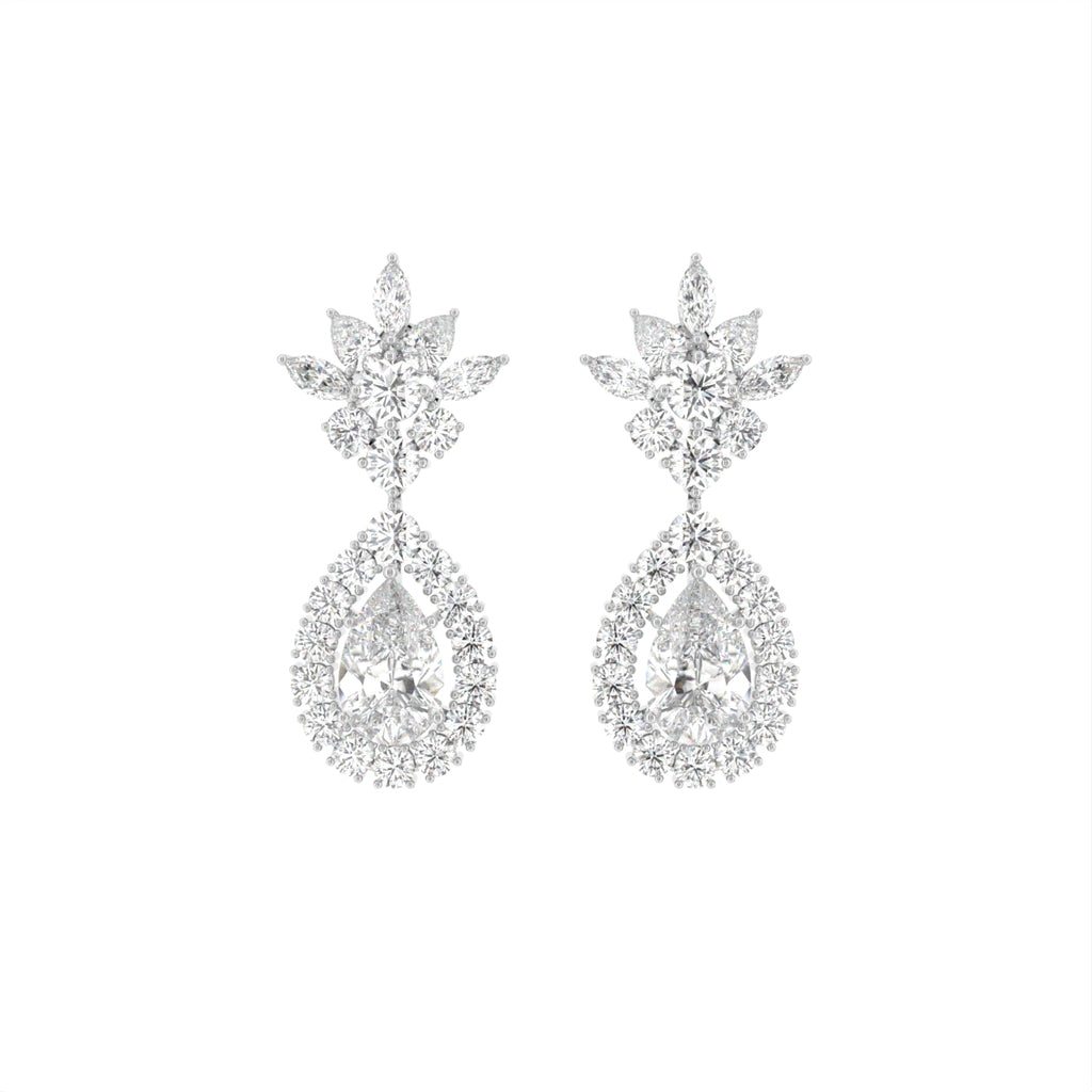 18K Pear Diamond Drop Earrings — TOP