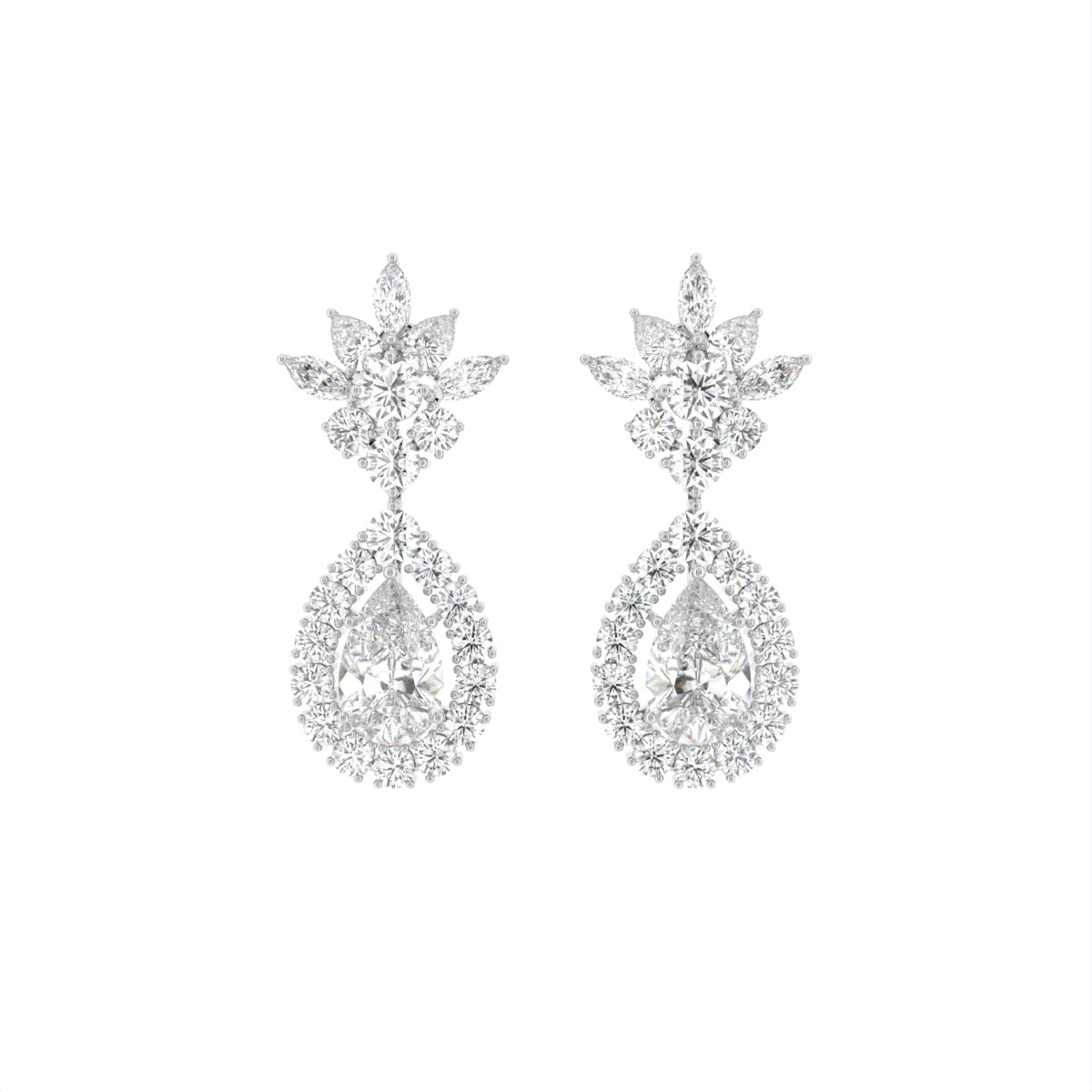 18K Pear Diamond Drop Earrings — TOP