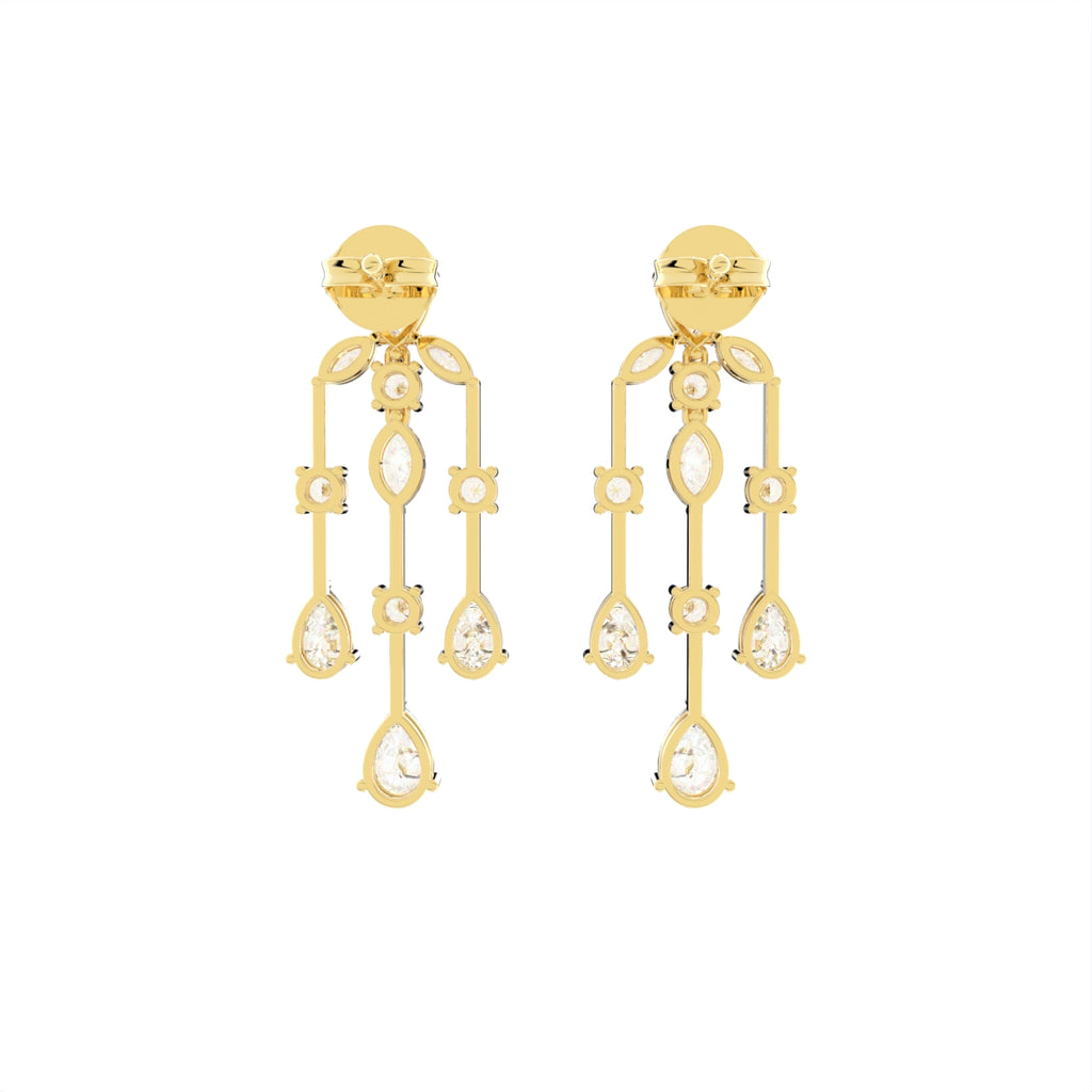 18K Chandelier Diamond Drop Earrings — BACK